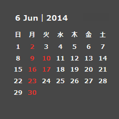 06月の店休日