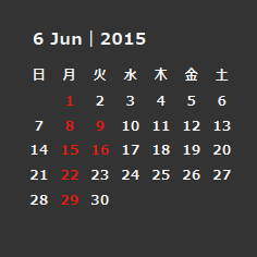 6月の店休日